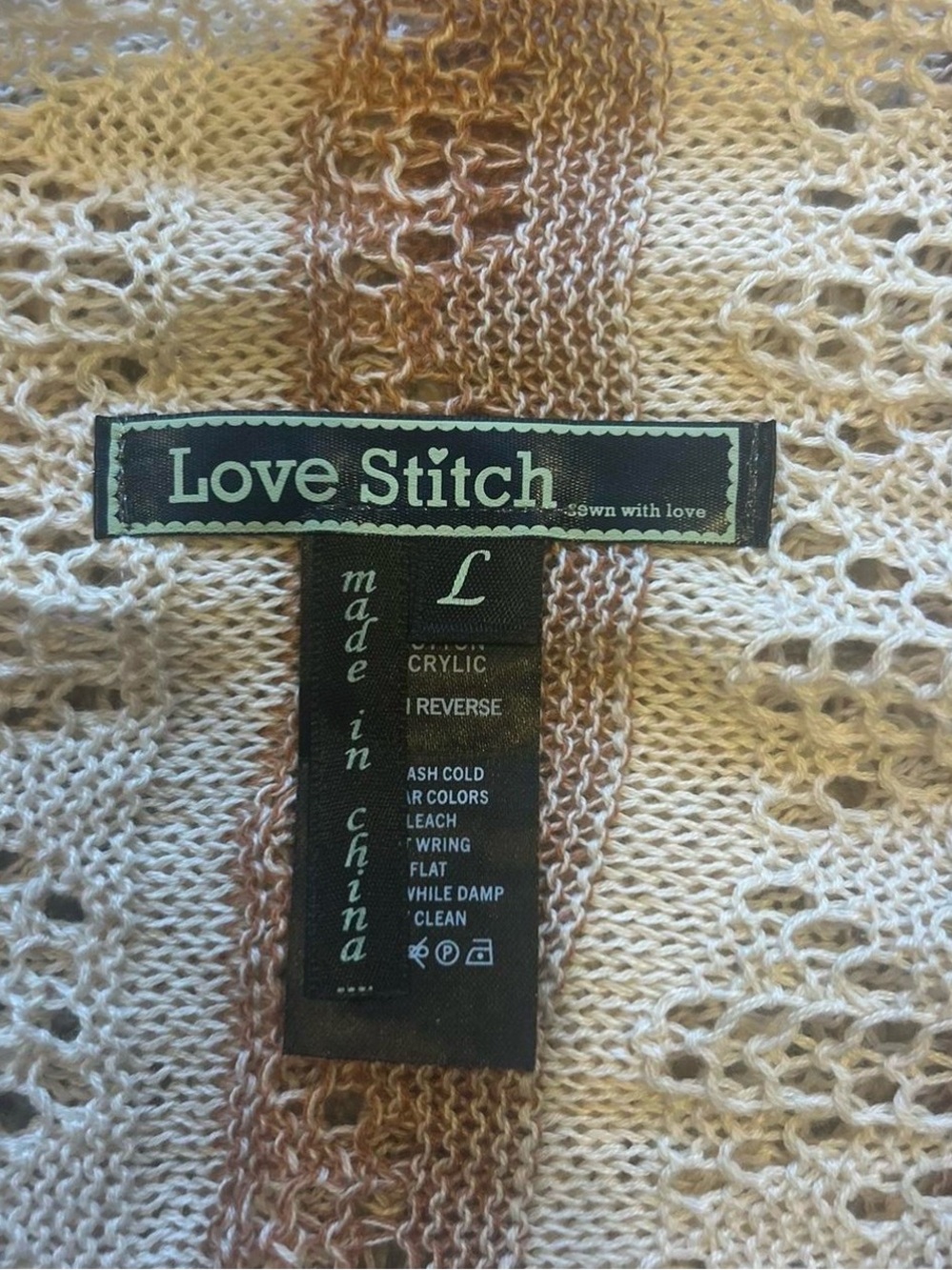 Love Stitch Cream & Rust Open Knit Cardigan - Picture 4 of 7